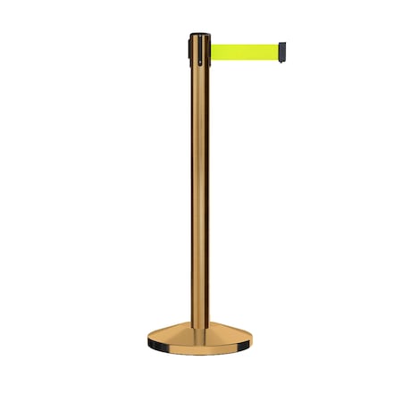 Montour Line Stanchion Belt Barrier Sat.Brass Post 9ft. Fl.Yel Belt ES400-SB-FYW-ML-90